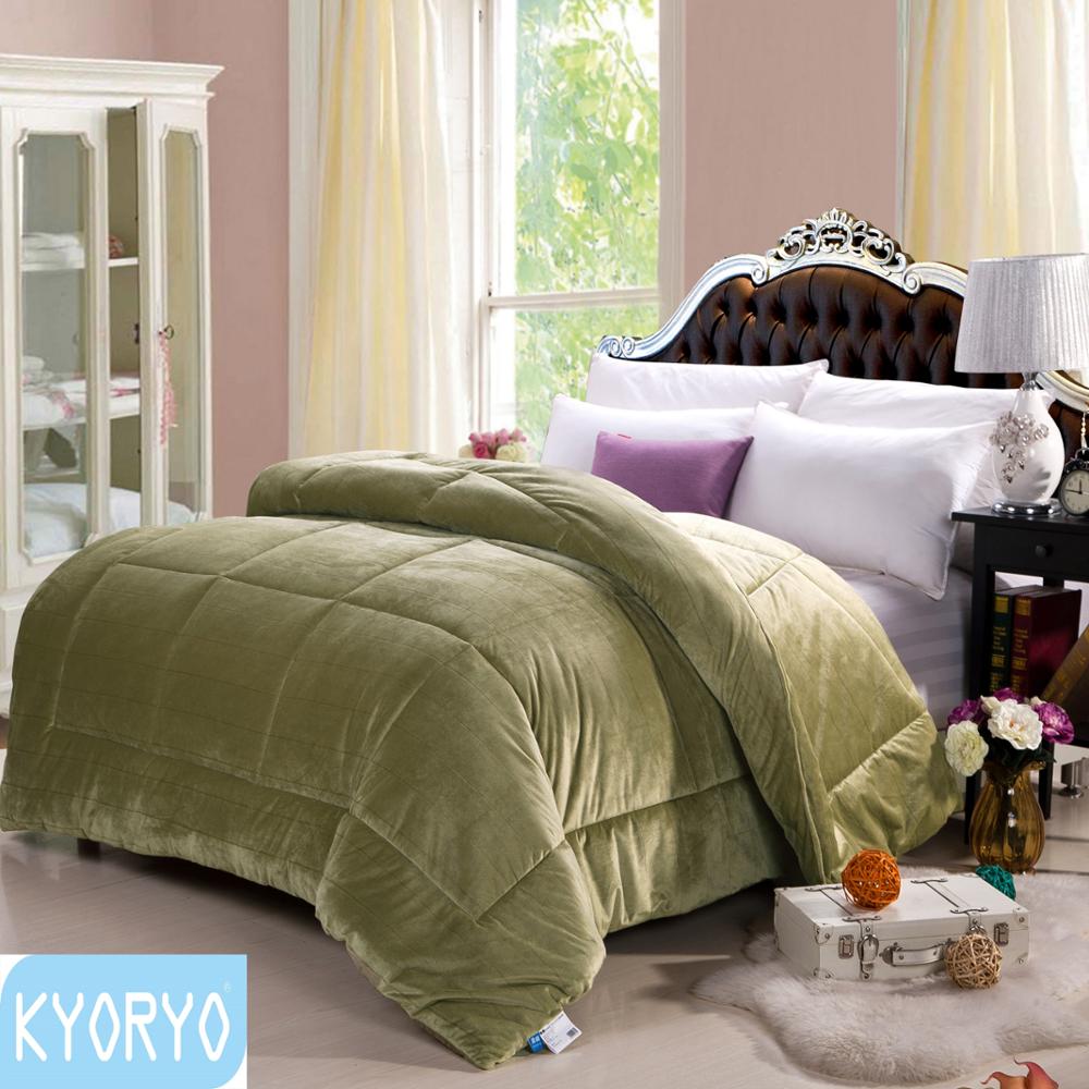 Chăn lông thỏ Kyoryo xanh rêu 1